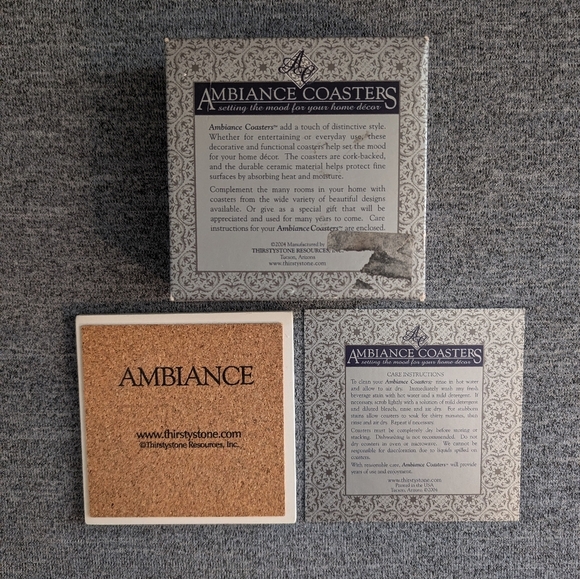 Thirstystone, White/Black Ambiance Coasters with Geometric/Floral Design - Picture 2 of 3